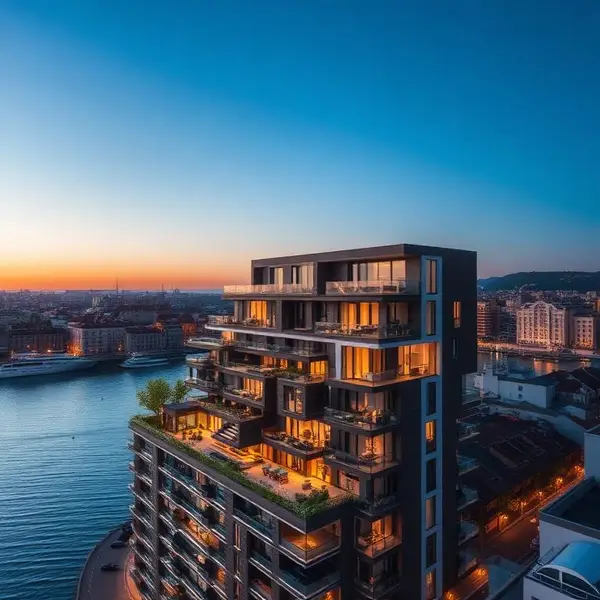 Dronerender van penthousefase van het nieuwbouwproject